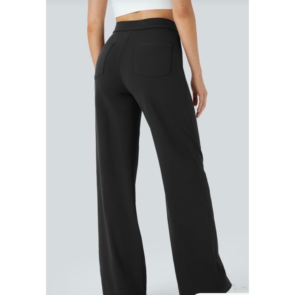 NWT Women's HALARA Black Stretch High Waisted Pockets Workwear Casual M Petite - Picture 2 of 6